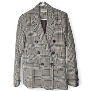 Listicle Plaid Oversized Double‎ Breasted Blazer Size Small
